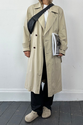 Italian Vintage Cotton Double Breasted Belted Trench Coat  from Slyk