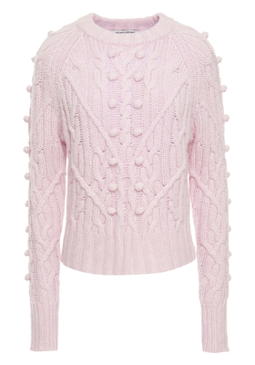 Pompom-Embellished Cable-Knit Cashmere Sweater from Autumn Cashmere