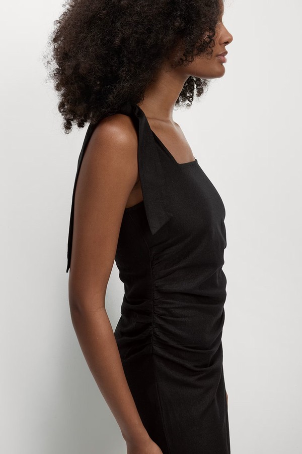 Linen Rich Broderie Midi Shift Dress