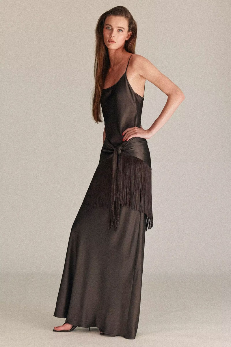 Satin Bandana Fringe Dress