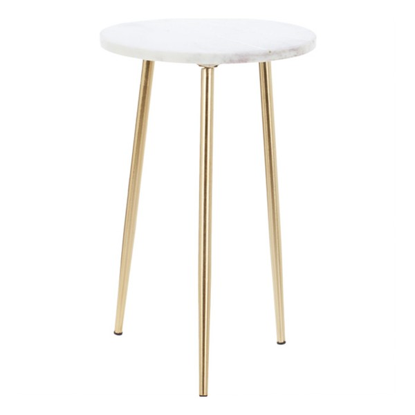 Gold Tone & White Side Table