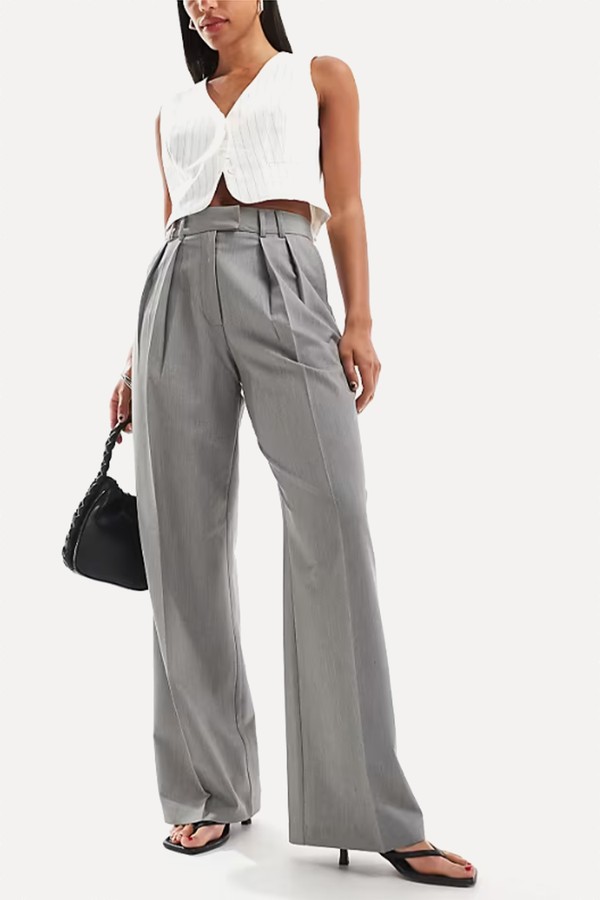 Tailored Wide Leg Trousers With Pleat Detail from  ASOS Design