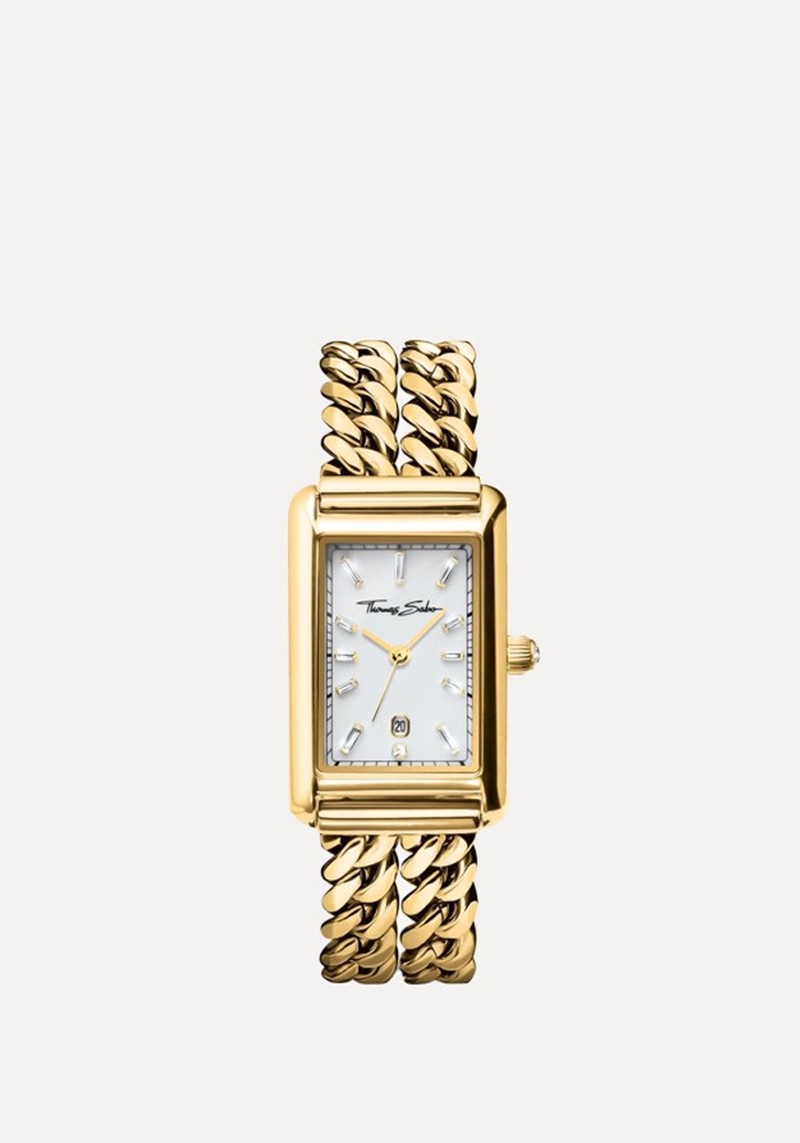 Gold-Coloured Ladies' Watch Elegance In A Rectangular Shape* 