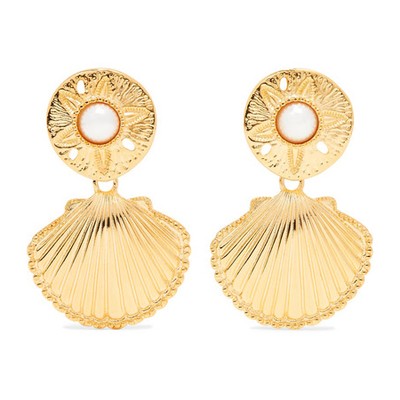 Gold-Tone Faux Pearl Clip Earrings from Kenneth Jay Lane