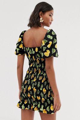 Off Shoulder Mini Dress With Shirring from ASOS Design