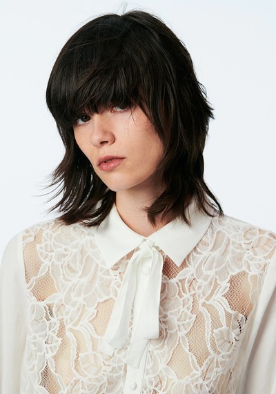 Lace Shirt With Tied Detail