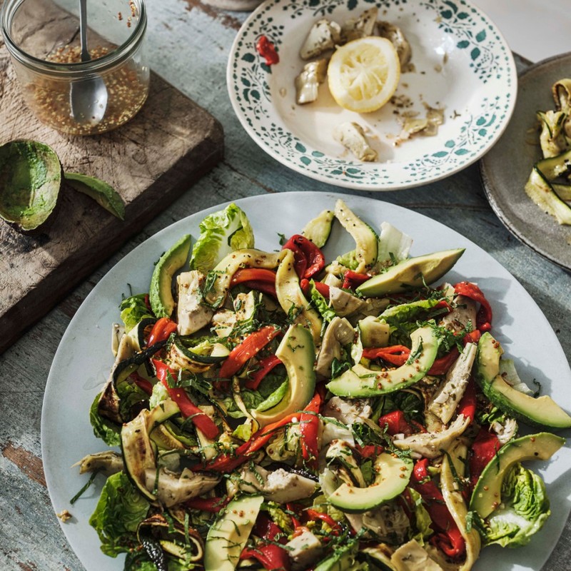 Grilled Vegetable Salad With Lemon & Mustard Dressing