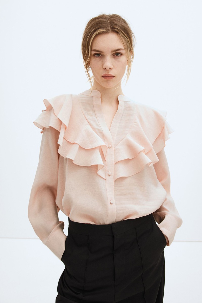 Flounce-Trimmed Blouse