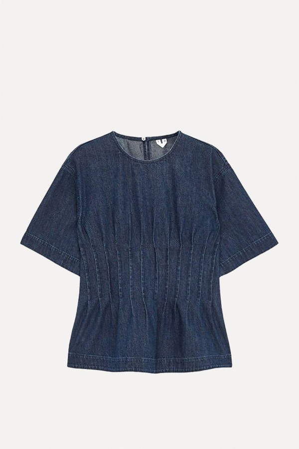 Pleated Denim Top from ARKET