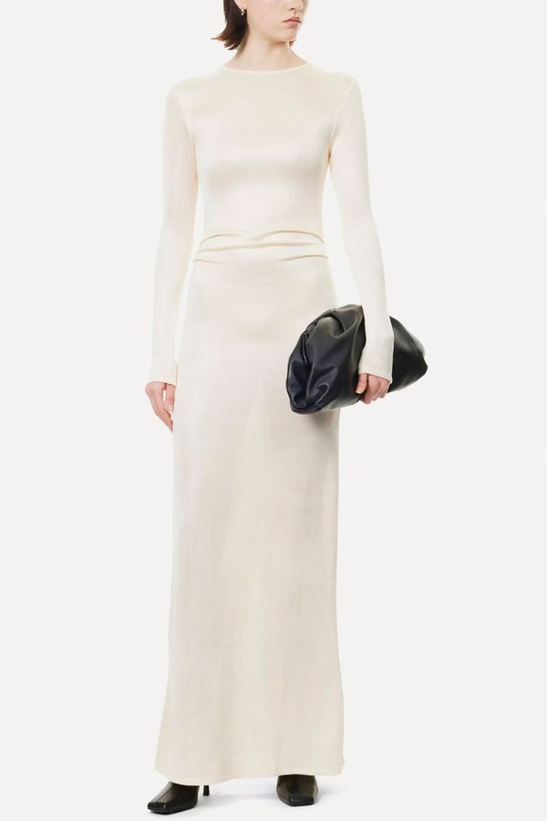 Luella Pleat-Waist Knitted Maxi Dress