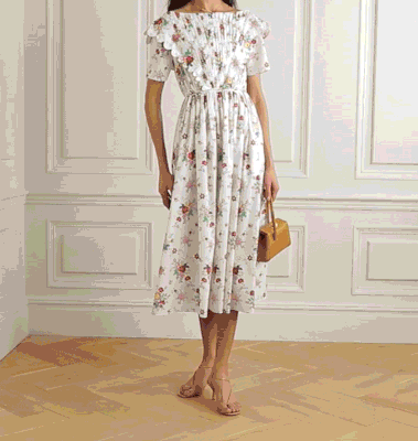 Flabella Pintucked Floral-Print Cotton-Voile Midi Dress, £516 | Horror Vacui