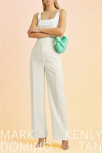 Petra Ivory Wide-Leg Trousers from Mark Kenly Domino Tan