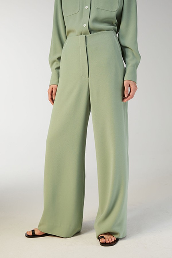 Wide-Leg Crepe Trousers
