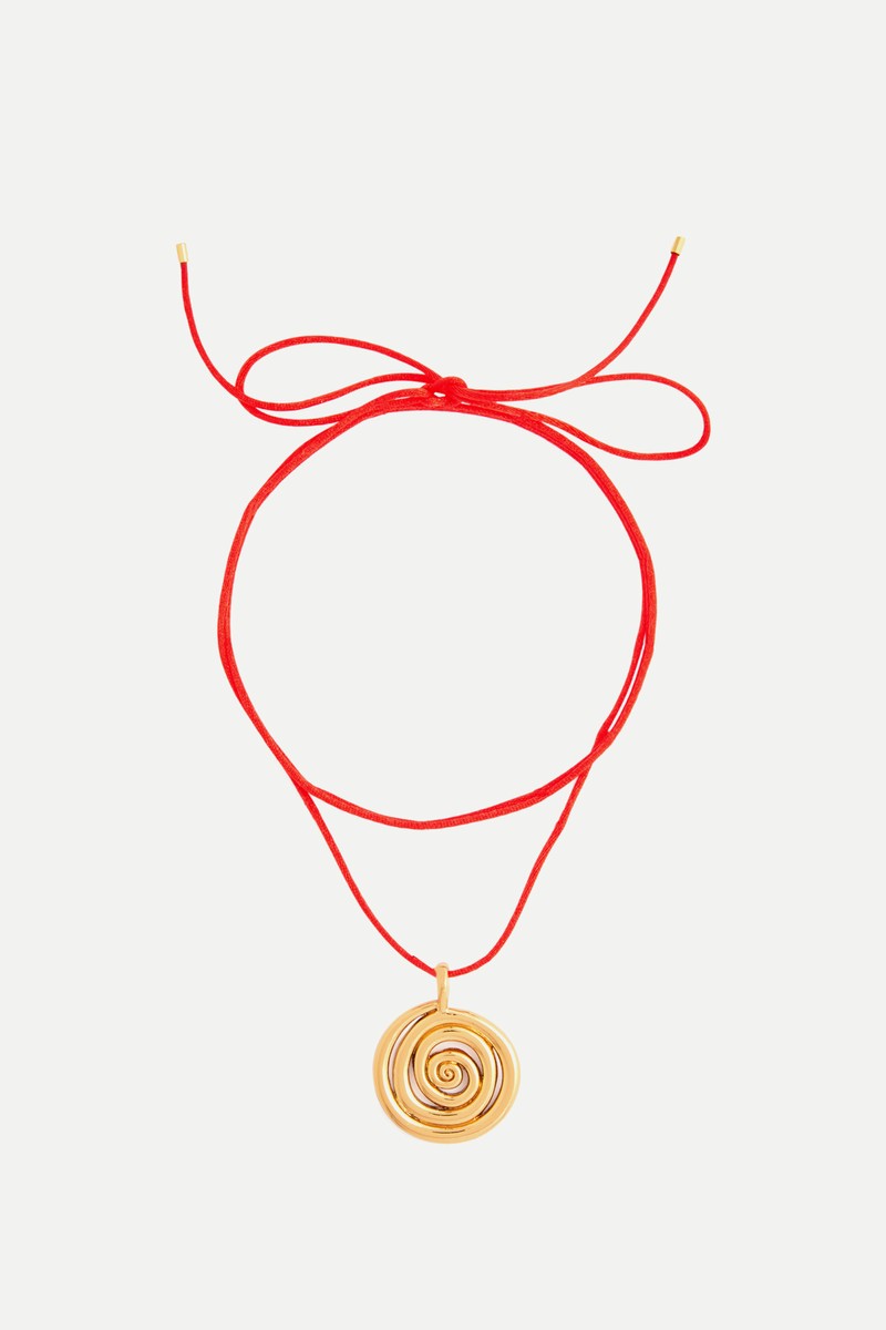 Spiral On A String 18kt Gold-Plated Satin Necklace from Anni Lu