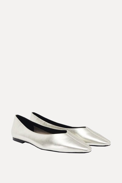 Metallic Leather Ballerinas from Parfois