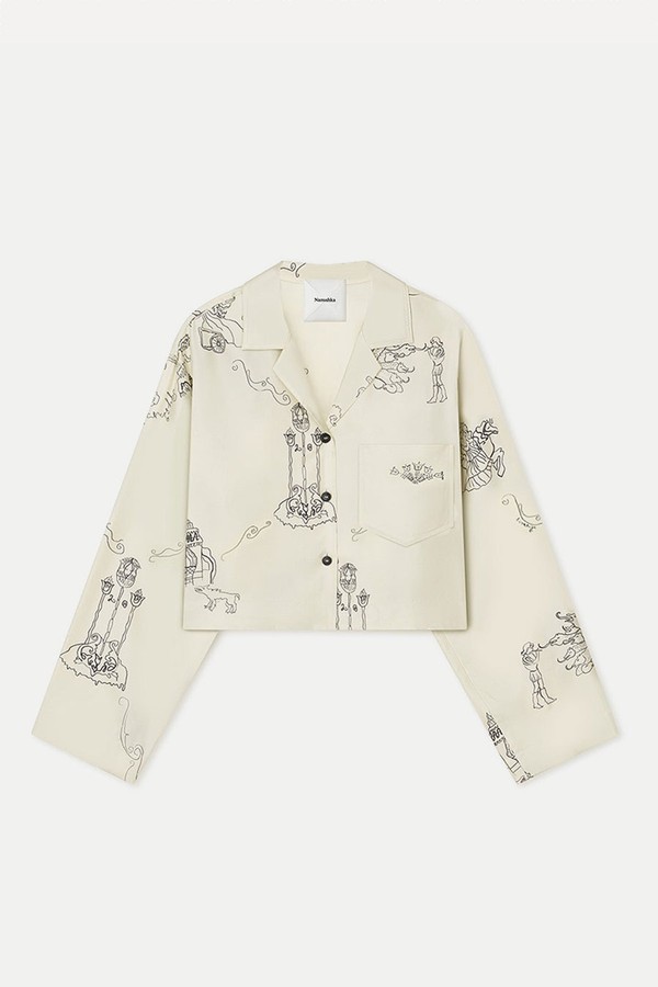 Vally Cropped Silk Twill Shirt