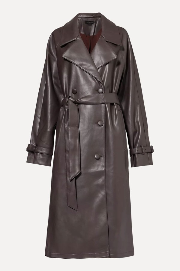 Uniform Double-Breasted Relaxed-Fit Faux-Leather Trench Coat from Good American