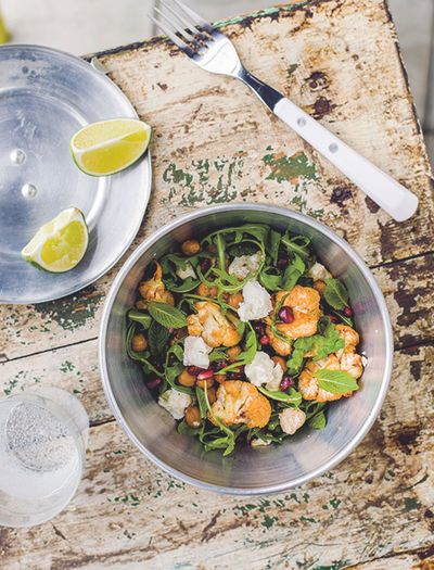 Roasted Cauliflower, Chickpea & Feta Salad