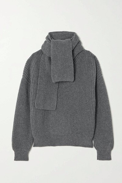 Tess Scarf-Detailed Ribbed Wool Turtleneck Sweater from & Daughter