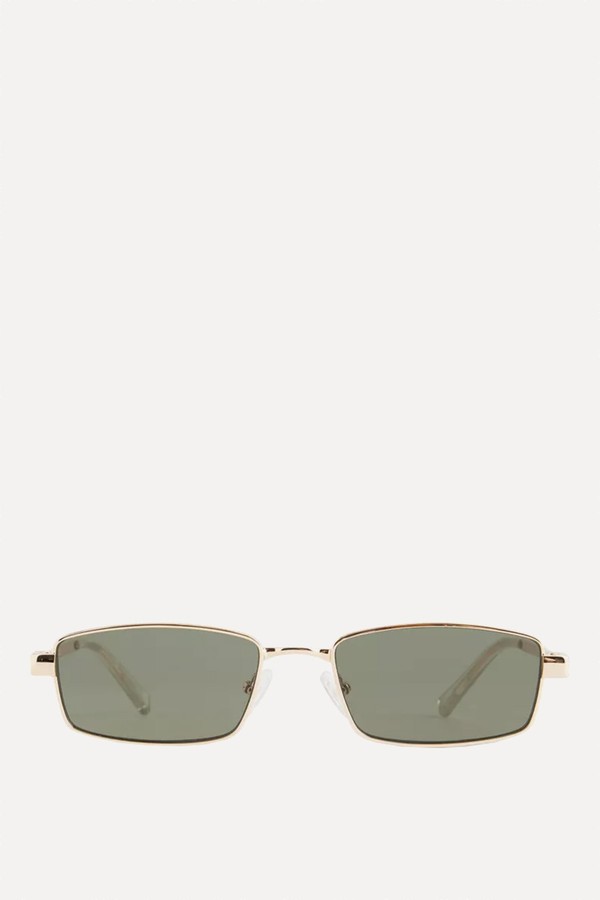 Bizarro Rectangular-Frame Metal Sunglasses from Le Specs
