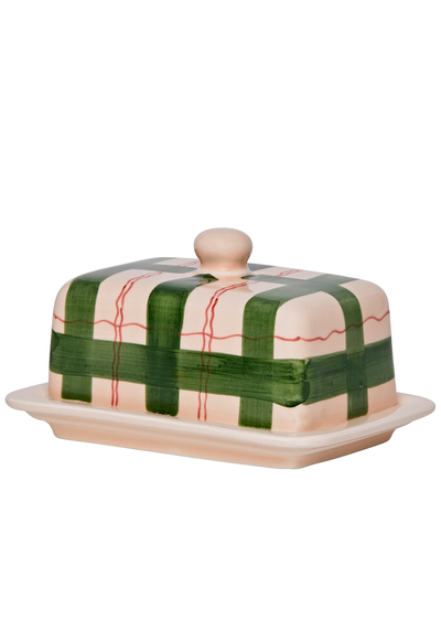 Tartan Ceramic Butter Dish from Matilda Goad