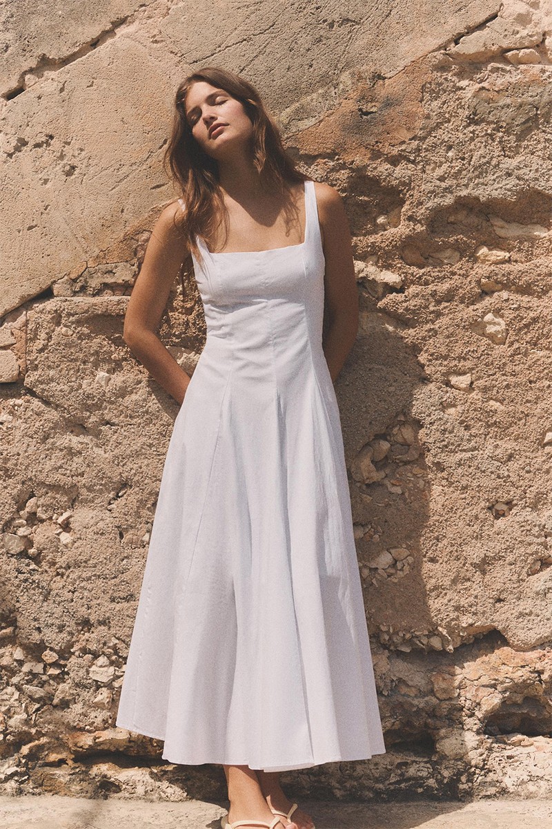 Poplin Godet Midi Dress from Zara