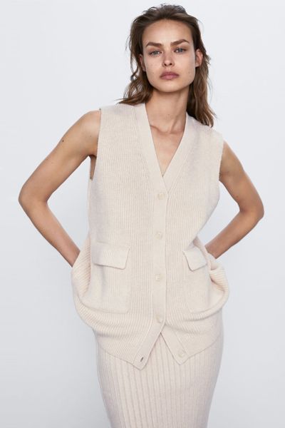 Knit Waistcoat With Pockets from Zara
