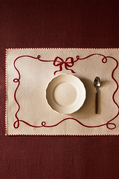 Christmas Cotton Placemat With Bow