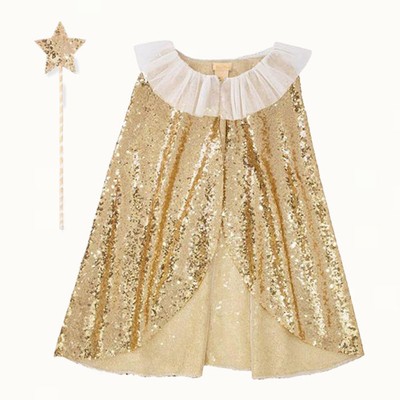 Gold Sequin Cape & Wand