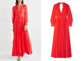 Cheney Cut-Out Pleated Georgette Maxi Dress from Alice + Olivia