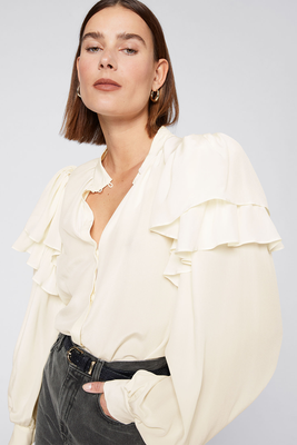 Mulberry Silk Layered Frilled Shirt  from & Other Stories 