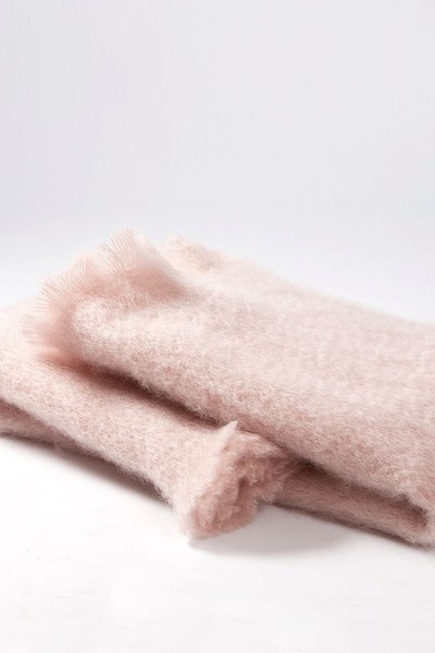 Powder Pink Mohair & Wool-Blend Throw from Mantas Ezcaray