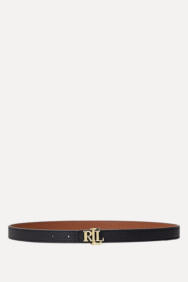 Logo Reversible Leather Skinny Belt