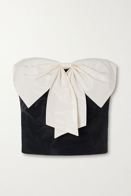 Atticus Strapless Bow-Embellished Two-Tone Satin Top from STAUD