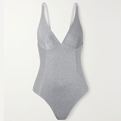 Classon Metallic Jersey Thong Bodysuit from Alix NYC