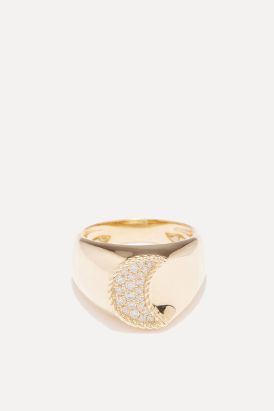 Crescent Moo Diamond & 9kt Gold Ring from Yvonne Leon