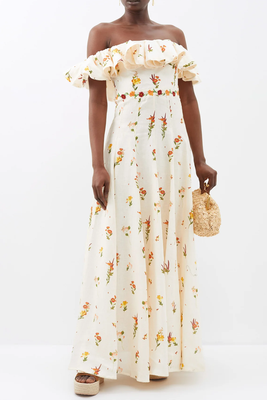 Oro Clementina Linen Off-The-Shoulder Dress, £648 (was £1,080) | Agua By Agua Bendita