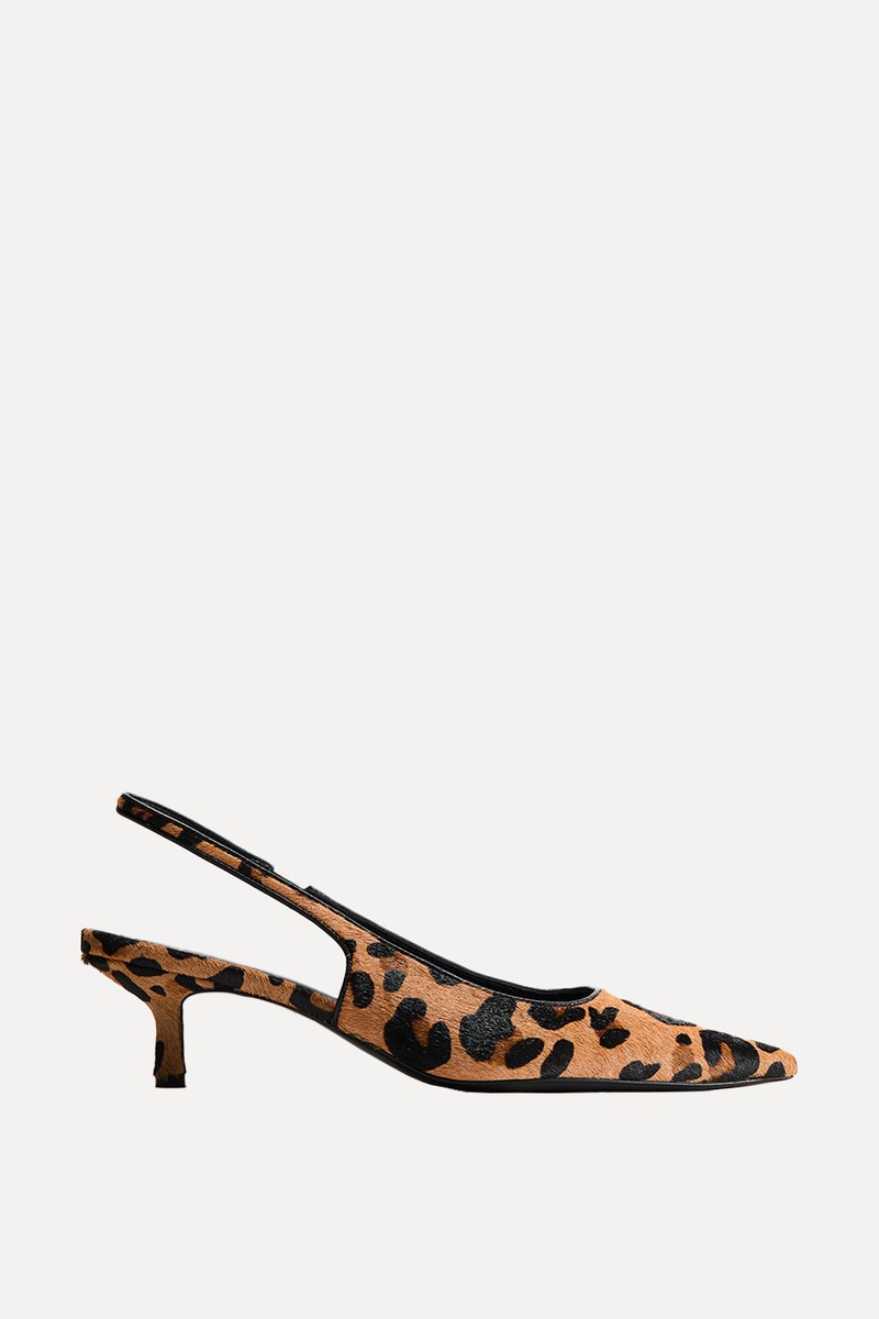 Kitten-Heeled Leather Slingbacks from H&M