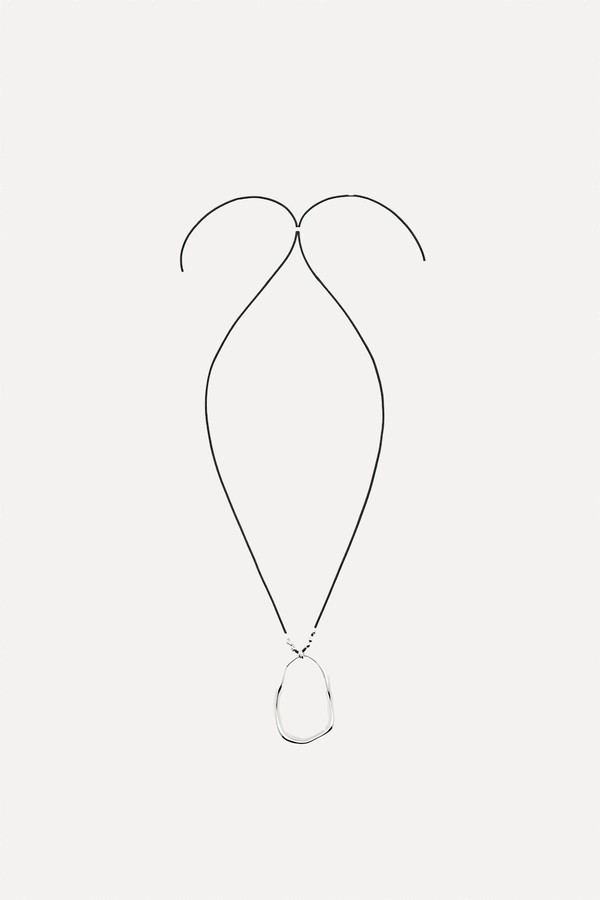 Leather Cord Necklace With Asymmetric Piece