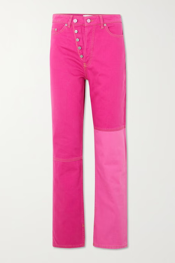 Two-Tone High-Rose Straight Leg Jeans from Ganni