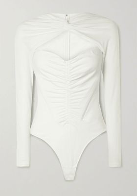 Ruched Cutout Cotton-Blend Jersey Thong Bodysuit from Alexander Wang