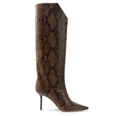 Brelan 85 Snake-Effect Leather Knee Boots from Jimmy Choo