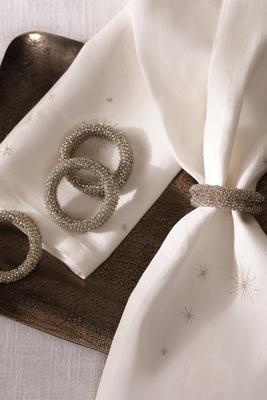 Silver Beaded Stacked Napkin Rings, £18 | The White Company