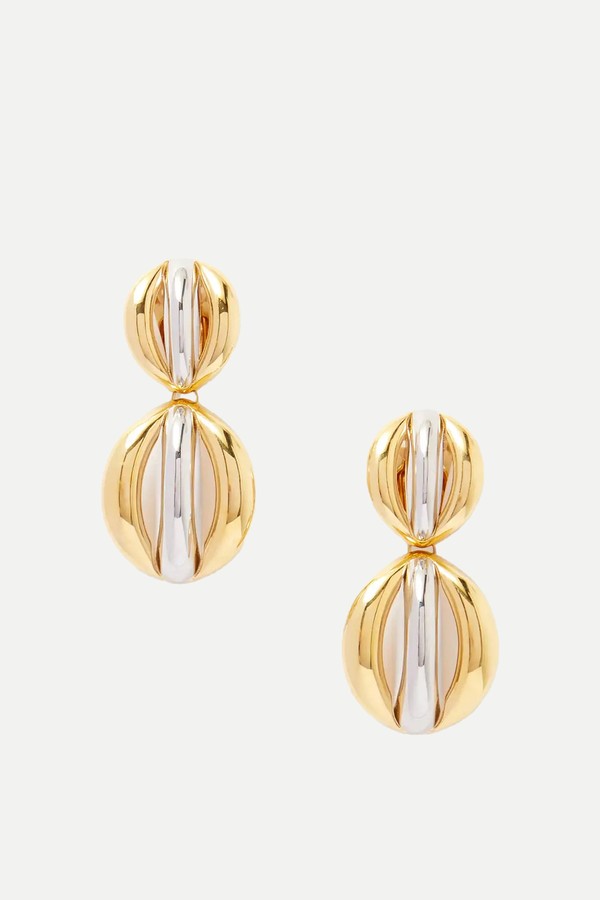 Mandarine Gold And Silver-Tone Clip Earrings from SAINT LAURENT