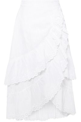 Halle Ruffled Broderie Anglaise Cotton Wrap Skirt from Loveshackfancy
