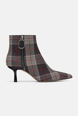 Checked Fabric Mid-Heel Ankle Boots from Zara