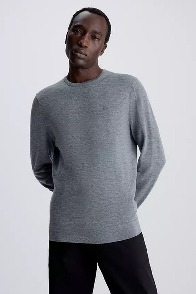 Merino Wool Jumper, Mid Grey Heather