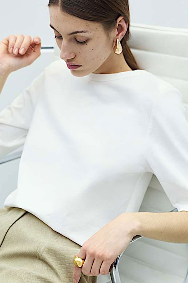 Cotton Rich Padded Shoulder T-Shirt 
