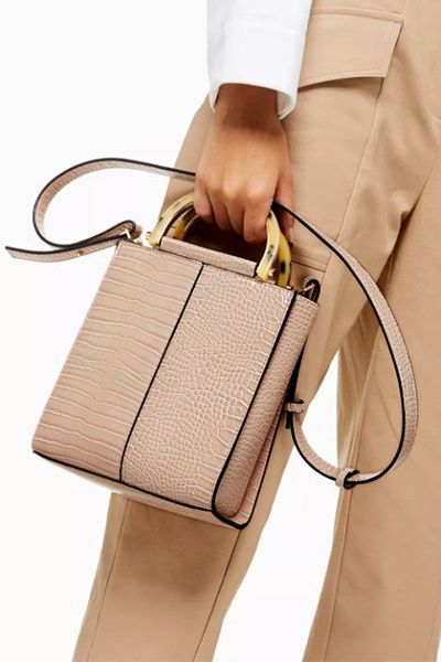 Nude Croc Print Grab Bag