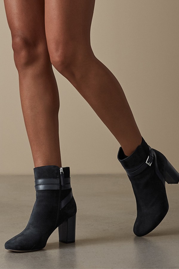 Enrica Suede Buckle Detail Boots